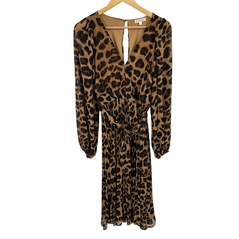 Rosevelvet Dress Womens S Belted Animal Print Flowy Professional Office Work